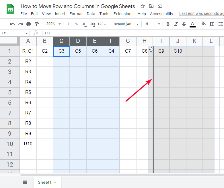 how to Move Rows and Columns in Google Sheets 8