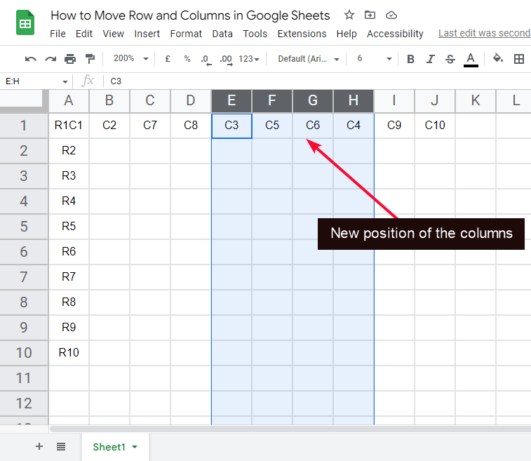how to Move Rows and Columns in Google Sheets 9