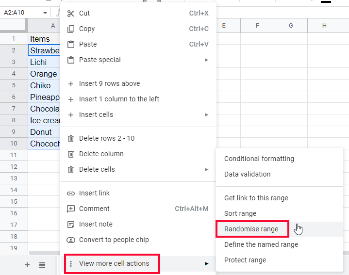 how to Randomize a Range in Google Sheets 3