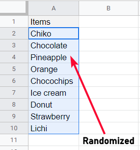 how to Randomize a Range in Google Sheets 4