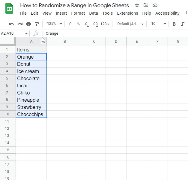 how to Randomize a Range in Google Sheets 5