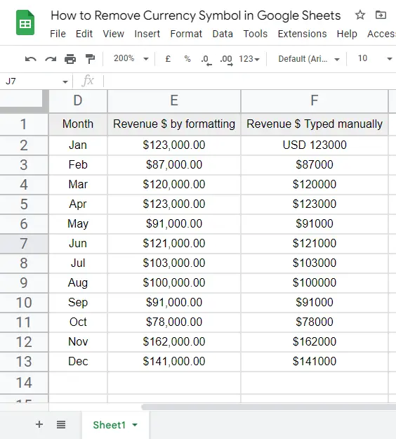 how to Remove Currency Symbol in Google Sheets 7