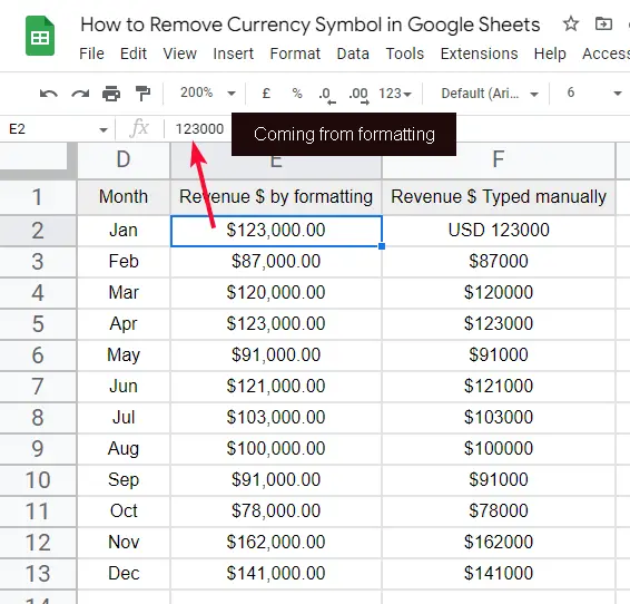 how to Remove Currency Symbol in Google Sheets 8