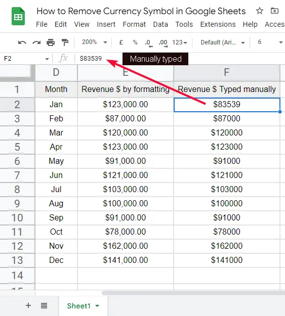 how to Remove Currency Symbol in Google Sheets 9