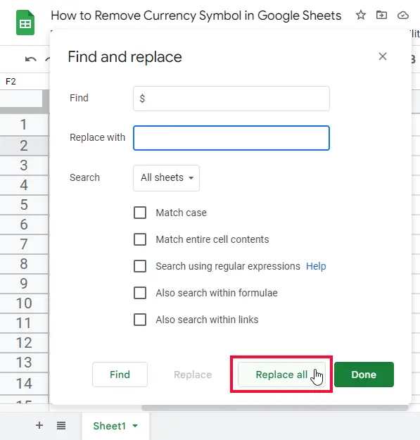 how to Remove Currency Symbol in Google Sheets 13