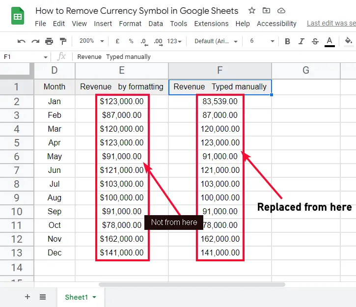 how to Remove Currency Symbol in Google Sheets 14