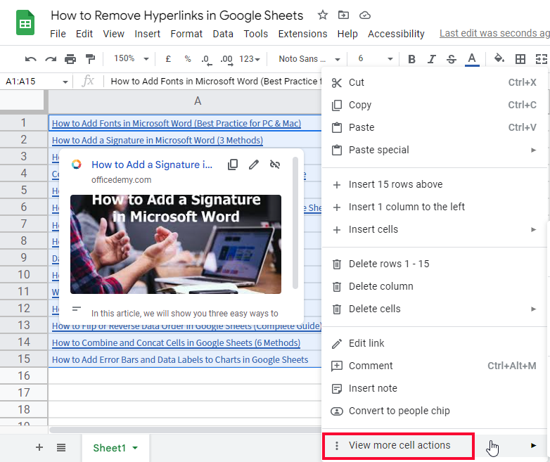 how to Remove Hyperlinks in Google Sheets 10