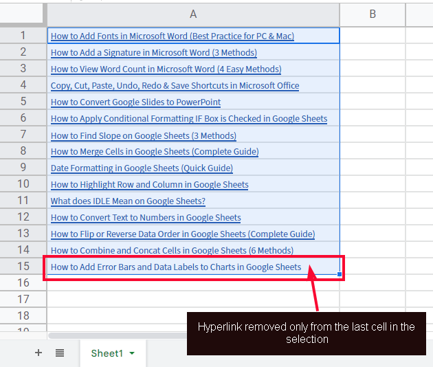 how to Remove Hyperlinks in Google Sheets 7