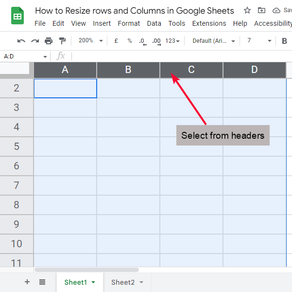 how to Resize rows and Columns in Google Sheets 8