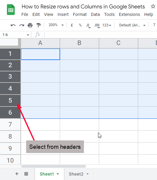 how to Resize rows and Columns in Google Sheets 9