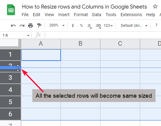 how to Resize rows and Columns in Google Sheets 10