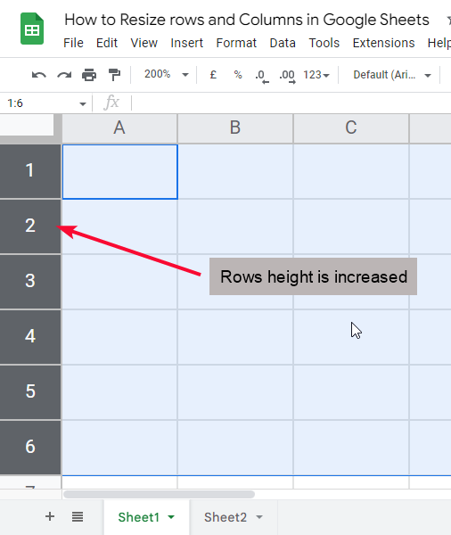 how to Resize rows and Columns in Google Sheets 12