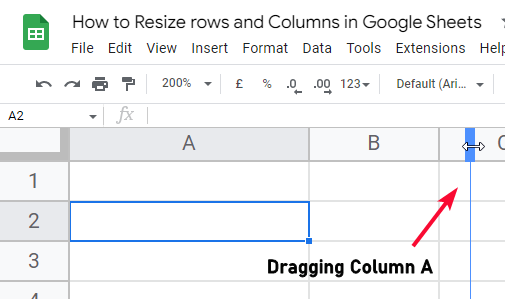 how to Resize rows and Columns in Google Sheets 5