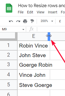 how to Resize rows and Columns in Google Sheets 17