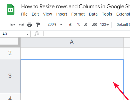 how to Resize rows and Columns in Google Sheets 7
