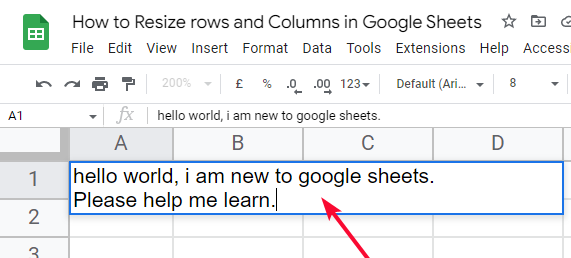 how to Resize rows and Columns in Google Sheets 20