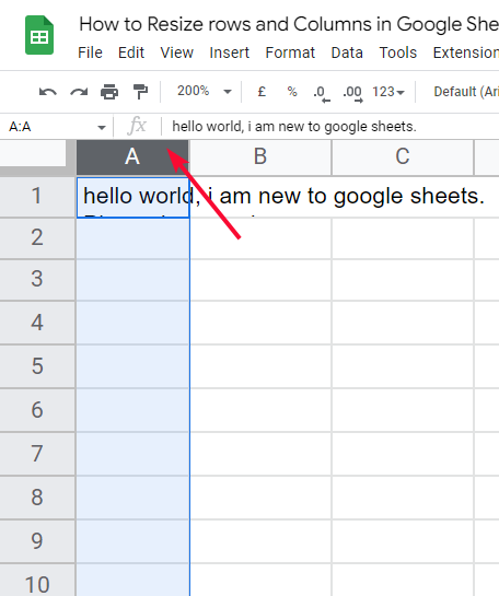 how to Resize rows and Columns in Google Sheets 21