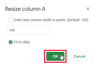 how to Resize rows and Columns in Google Sheets 26