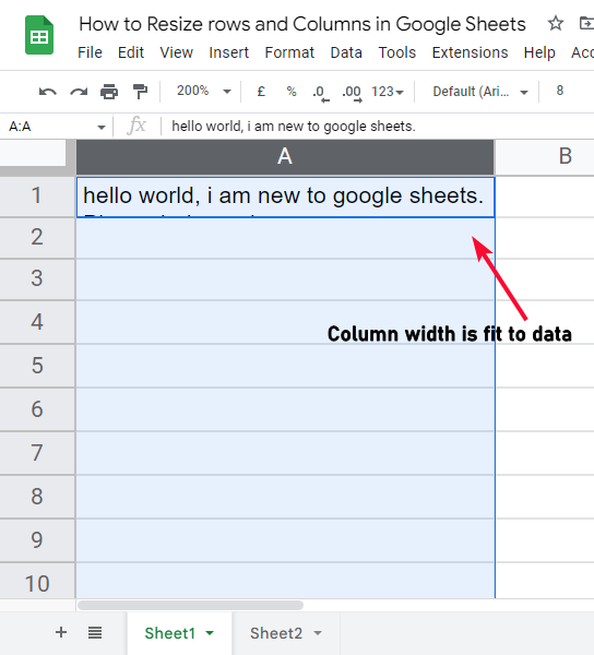 how to Resize rows and Columns in Google Sheets 27