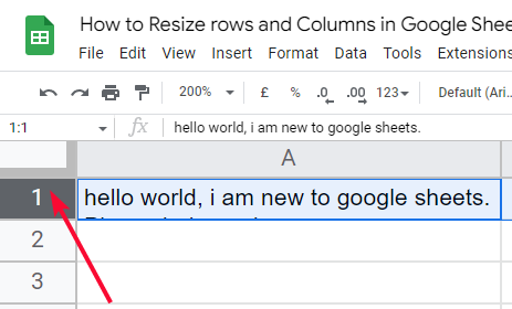 how to Resize rows and Columns in Google Sheets 28