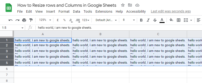 how to Resize rows and Columns in Google Sheets 36