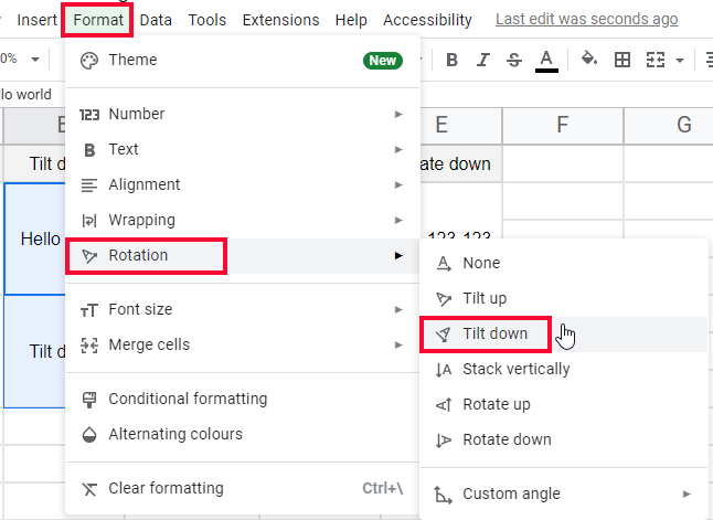 how to Rotate Text in Google Sheets 5