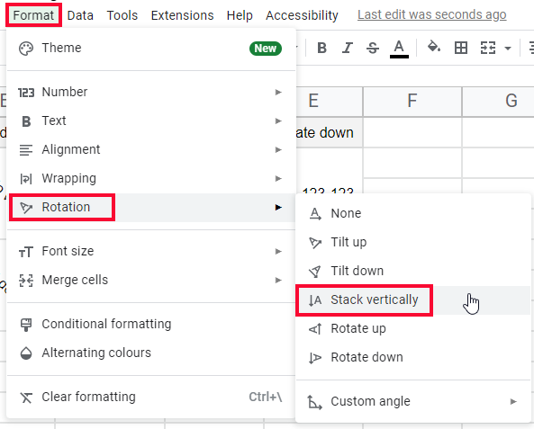 how to Rotate Text in Google Sheets 8