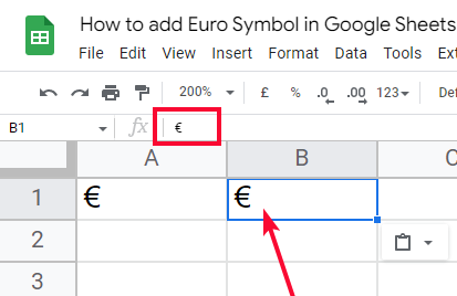 how to add Euro Symbol in Google Sheets 22