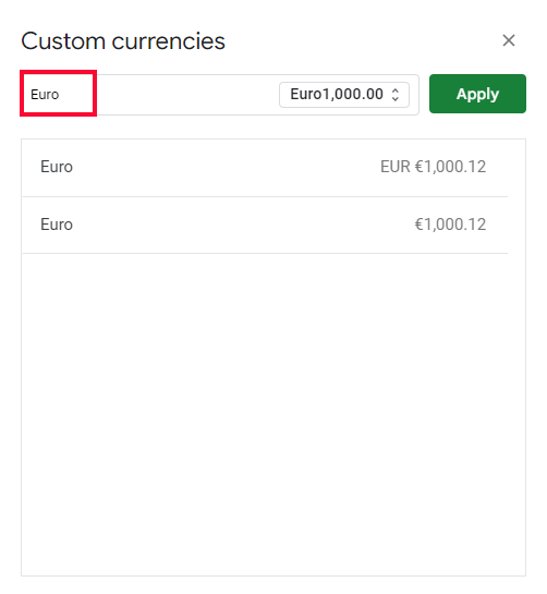 how to add Euro Symbol in Google Sheets 26