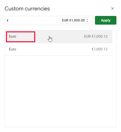 how to add Euro Symbol in Google Sheets 27