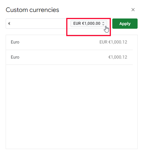 how to add Euro Symbol in Google Sheets 28