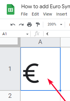 how to add Euro Symbol in Google Sheets 5