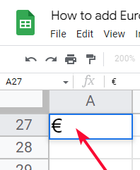 how to add Euro Symbol in Google Sheets 44