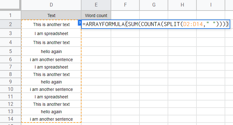 how to get the Word Count in Google Sheets 12
