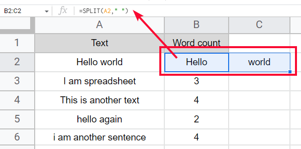 how to get the Word Count in Google Sheets 5