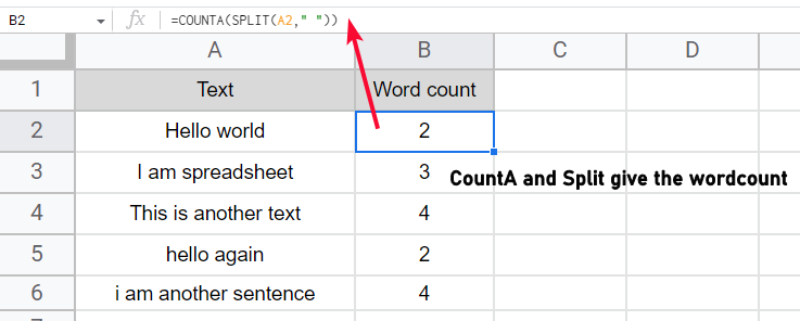 how to get the Word Count in Google Sheets 6