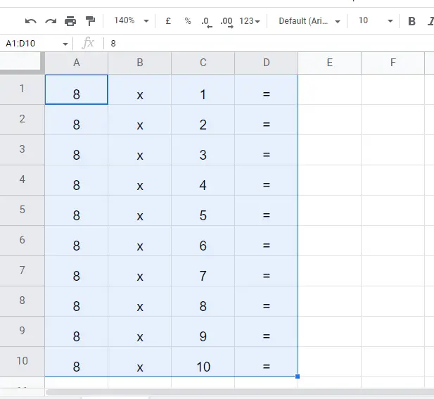 how to multiply in google sheets 14