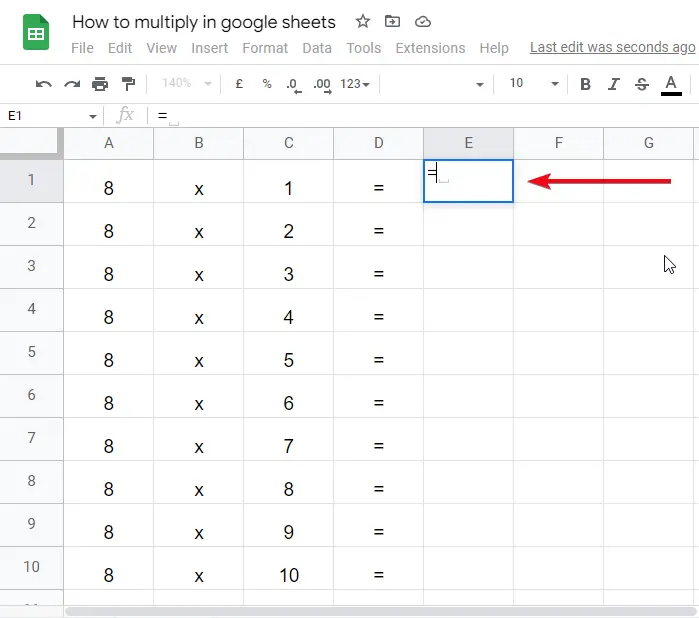 how to multiply in google sheets 15