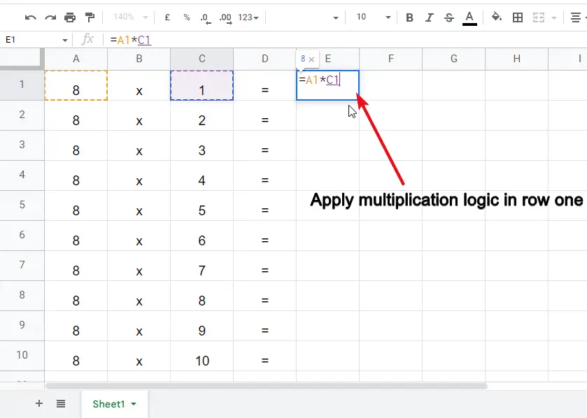 how to multiply in google sheets 16