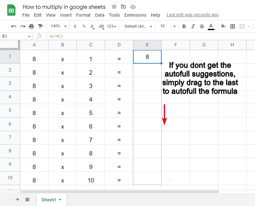 how to multiply in google sheets 19