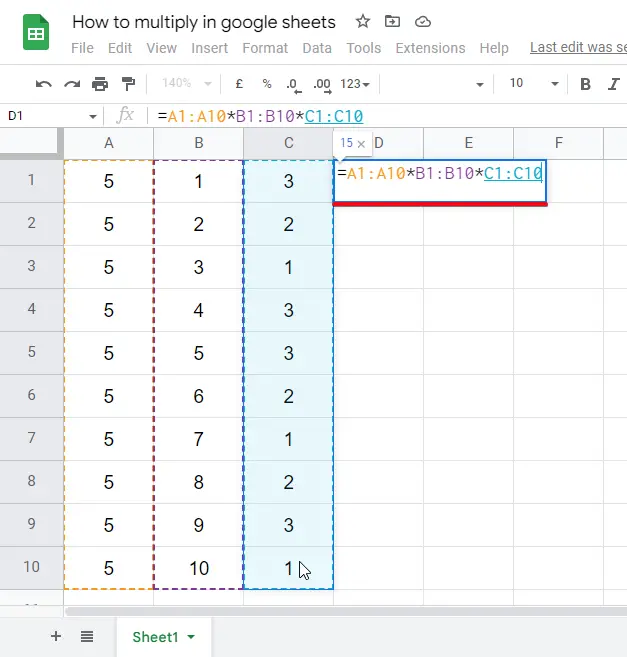 how to multiply in google sheets 21
