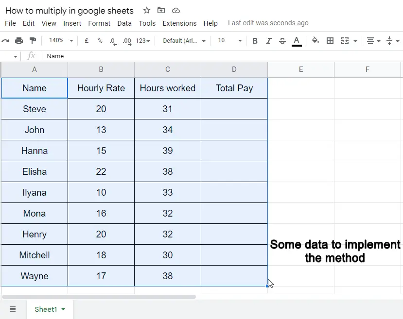 how to multiply in google sheets 24