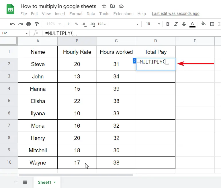 how to multiply in google sheets 26