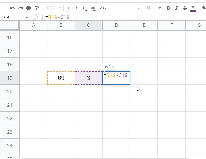 how to multiply in google sheets 7
