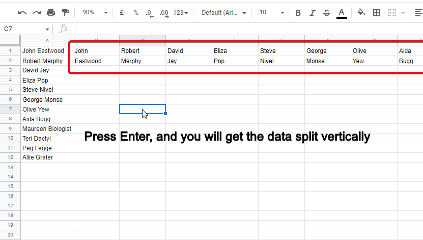 how to split cells in google sheets 24