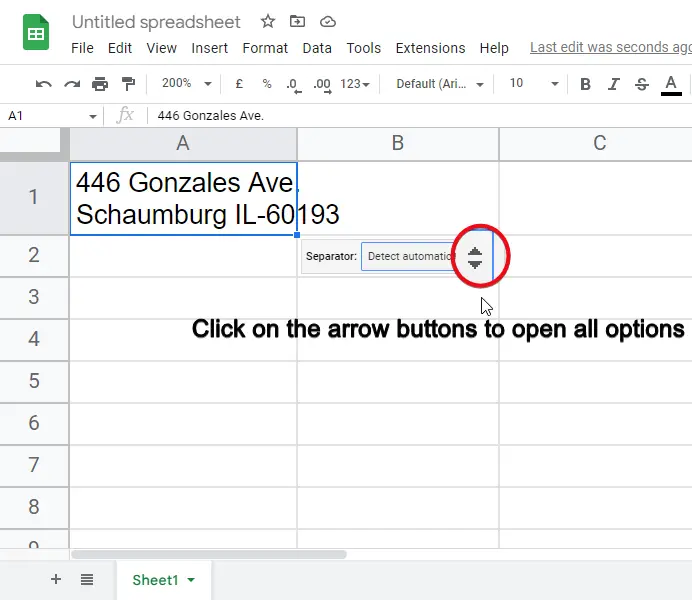 how to split cells in google sheets 4