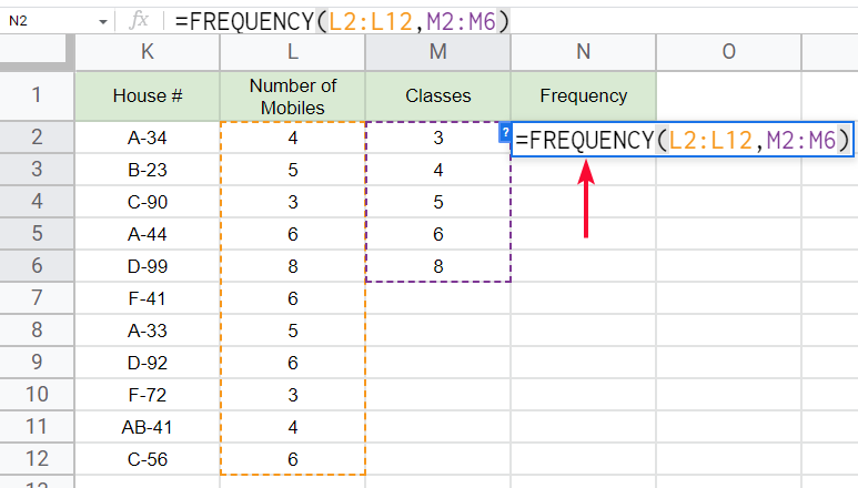 how to use FREQUENCY Function in Google Sheets 21