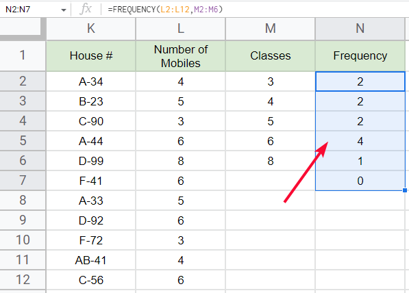 how to use FREQUENCY Function in Google Sheets 22
