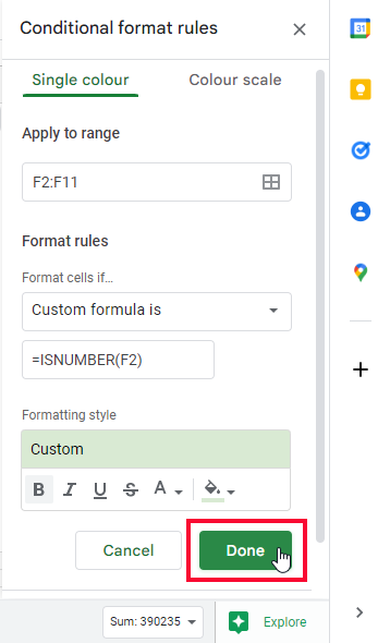 how to use ISNUMBER Function in Google Sheets 25