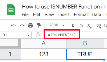 how to use ISNUMBER Function in Google Sheets 4